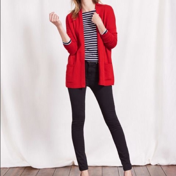 SALE Red Orange Open Front long sleeve Bat Wing Cardigan - Picture 4 of 10